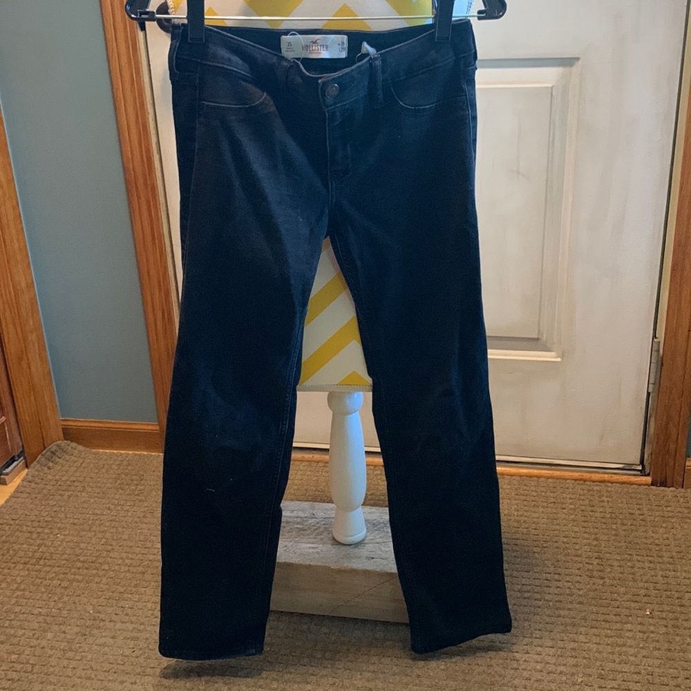 ❗️3/$23 Hollister 3S/26 Black Denim Straight Leg Mom Western Dark Short Jeans